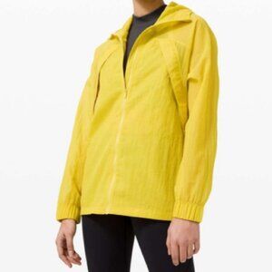 lululemon clear intention jacket soleil yellow windbreaker rain water hood 6 zip